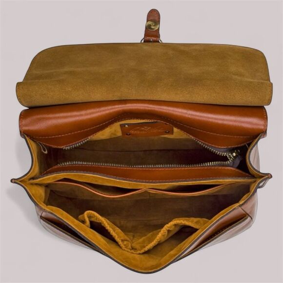 Patricia Nash London Saddle Bag Map Print in Riot Rust Brown Full Grain Leather - Picture 5 of 12